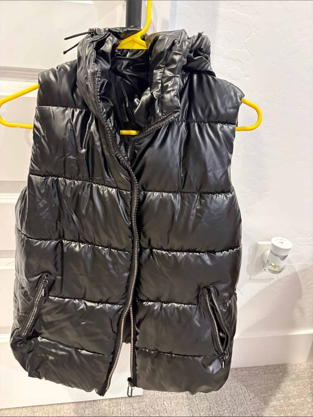 Black Puffer Vest with Hood